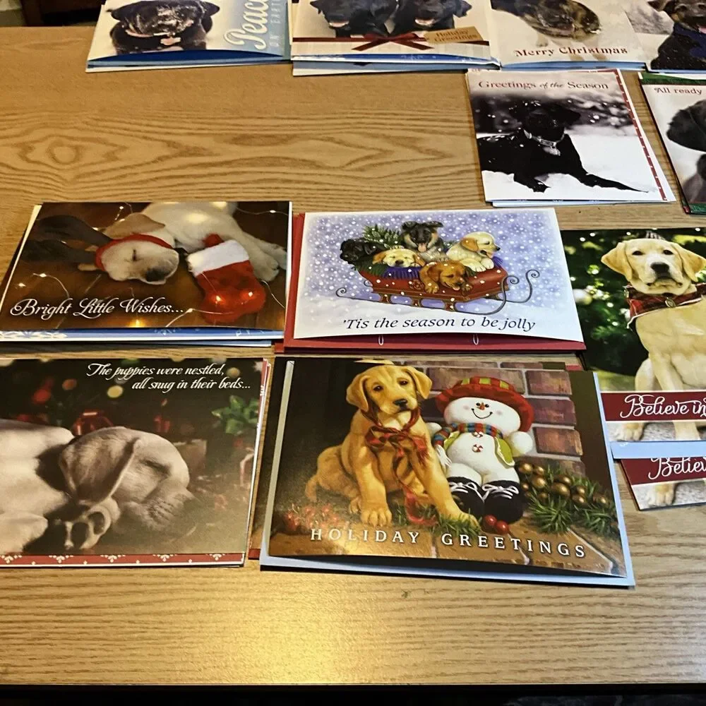 Mixed Brands NEW  Un-Used Christmas Cards DOGS With Envelopes! Lot Of 43 Vintage